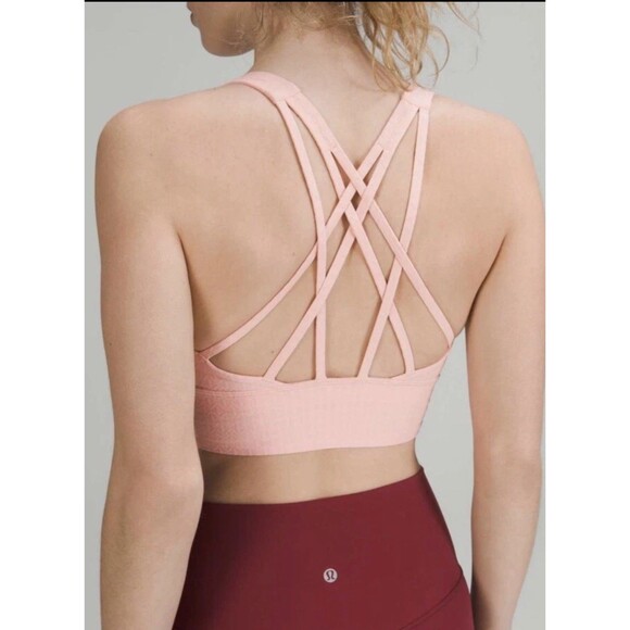 Lululemon Free to Be Serene Longline Bra Pink Jacquard Size 4 NWT C/D Cup NEW - Picture 2 of 16